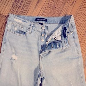 Calvin Klein High-rise Straight Crop Jeans with distressed hem